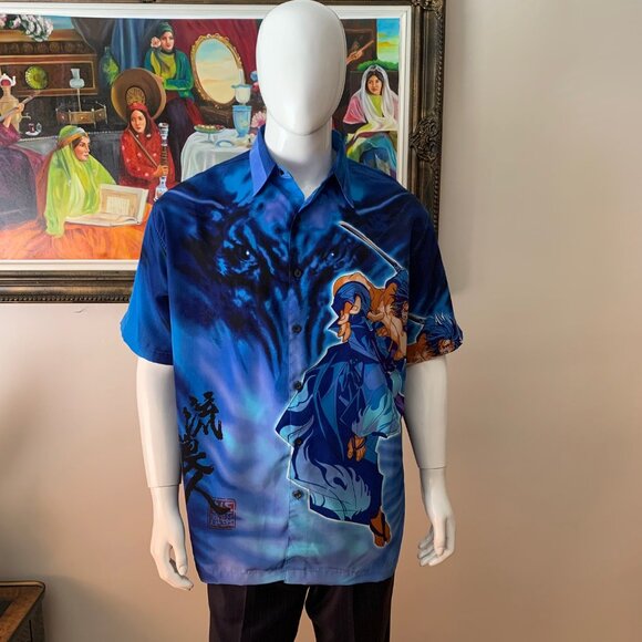 Vintage EXCO Jeans Anime Button Up Bowling Shirt - Picture 1 of 10